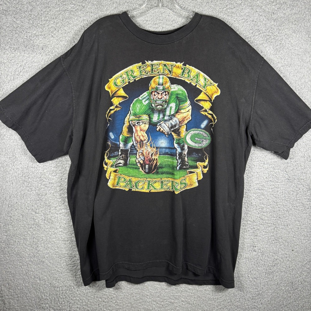 NFL Green Bay Packers Graphic T-Shirt Mens‎ 3XLT Black Short Sleeve Football Tee
